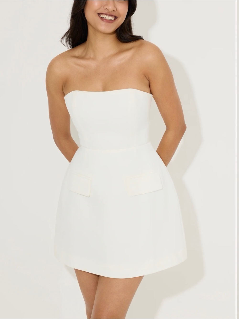 Odd Muse The Ultimate Muse Minimalist Strapless White A-Line Mini Dress XXS